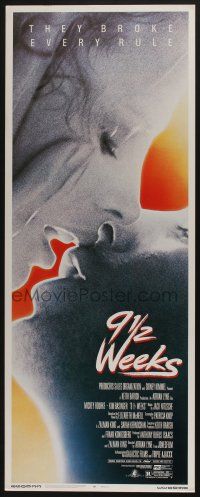 9t429 9 1/2 WEEKS insert '86 Mickey Rourke, Kim Basinger, sexiest close up kissing image!
