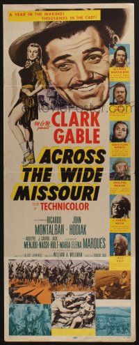 9t433 ACROSS THE WIDE MISSOURI insert '51 art of smiling Clark Gable & sexy Maria Elena Marques!