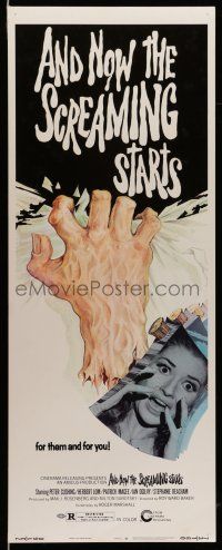 9t446 AND NOW THE SCREAMING STARTS insert '73 sexy terrified girl & art of severed hand!