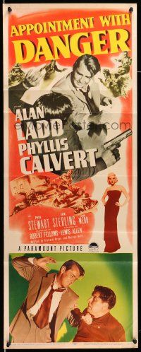 9t455 APPOINTMENT WITH DANGER insert '51 tough Alan Ladd taking out bad guy, film noir!