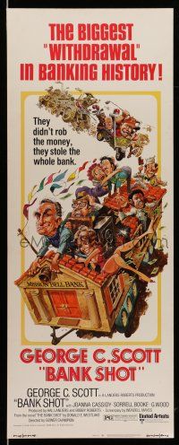 9t464 BANK SHOT insert '74 wacky art of George C. Scott taking the whole bank by Jack Davis!