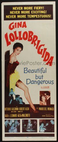 9t470 BEAUTIFUL BUT DANGEROUS insert '57 wonderful full-length art of sexy Gina Lollobrigida!