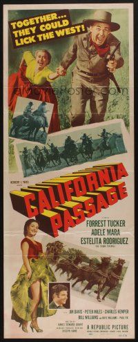 9t497 CALIFORNIA PASSAGE insert '50 artwork of cowboy Forrest Tucker & Adele Mara!