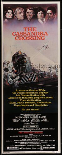 9t505 CASSANDRA CROSSING insert '77 Sophia Loren, Richard Harris, cool quarantined train artwork!