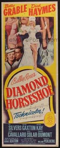 9t543 DIAMOND HORSESHOE insert '45 sexiest image of dancer Betty Grable in skimpy outfit!