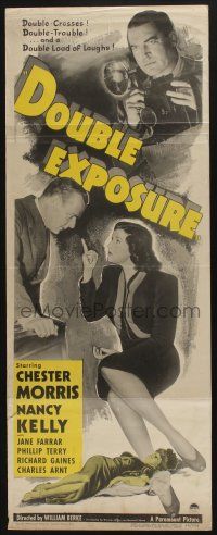 9t547 DOUBLE EXPOSURE insert '44 art of Chester Morris & Nancy Kelly, film noir!