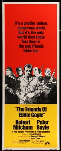 9t581 FRIENDS OF EDDIE COYLE int'l insert '73 Robert Mitchum lives in a violent, dangerous world!