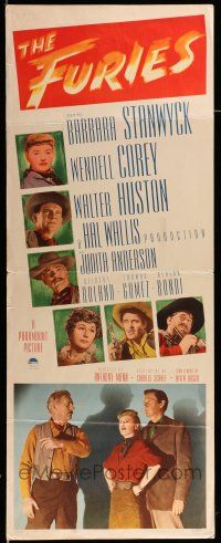 9t584 FURIES insert '50 Barbara Stanwyck, Wendell Corey, Walter Huston, Anthony Mann directed!