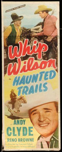 9t604 HAUNTED TRAILS insert '49 cowboy Whip Wilson, Andy Clyde, Reno Browne!