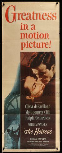 9t607 HEIRESS insert '49 William Wyler, romantic c/u of Olivia de Havilland & Montgomery Clift!