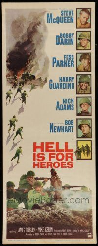 9t608 HELL IS FOR HEROES insert '62 Steve McQueen, Bob Newhart, Fess Parker, Bobby Darin