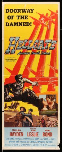 9t609 HELLGATE insert '52 cool artwork of Sterling Hayden in America's Devil's Island!