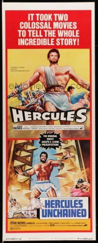 9t611 HERCULES/HERCULES UNCHAINED insert '73 world's mightiest man Steve Reeves double-bill!