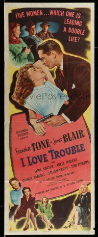 9t627 I LOVE TROUBLE insert '47 does Janet Blair or the other four sexy women have a double life!