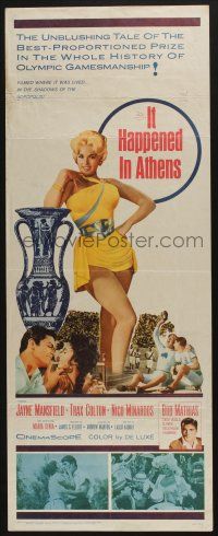9t634 IT HAPPENED IN ATHENS insert '62 super sexy Jayne Mansfield rivals Helen of Troy, Olympics!