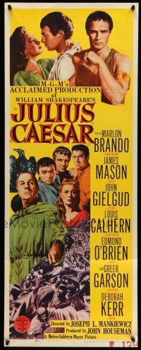 9t645 JULIUS CAESAR insert '53 art of Marlon Brando, James Mason & Greer Garson, Shakespeare