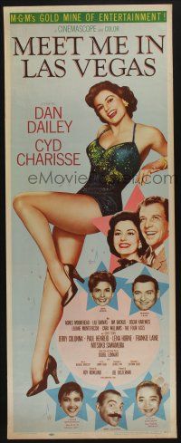 9t685 MEET ME IN LAS VEGAS insert '56 full-length showgirl Cyd Charisse in skimpy outfit!