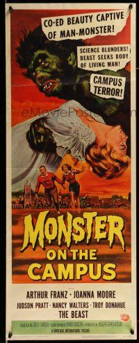 9t690 MONSTER ON THE CAMPUS insert '58 Jack Arnold directed, great art of beast amok at college!