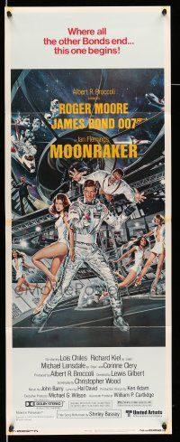 9t692 MOONRAKER insert '79 art of Moore as James Bond & sexy Lois Chiles by Goozee!