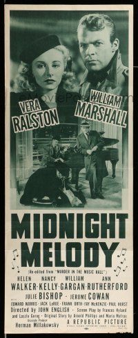 9t698 MURDER IN THE MUSIC HALL insert R51 Vera Hruba Ralston, William Marshall, Midnight Melody!