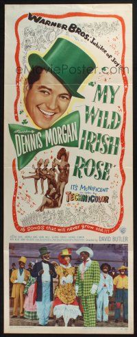 9t701 MY WILD IRISH ROSE insert '48 singing Dennis Morgan in hat, Arlene Dahl!