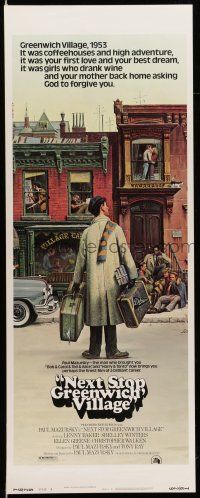 9t711 NEXT STOP GREENWICH VILLAGE style B insert '76 cool art of Lenny Baker in New York by Lettick