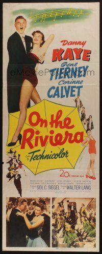 9t725 ON THE RIVIERA insert '51 art of Danny Kaye, sexy Gene Tierney & Corinne Calvet!