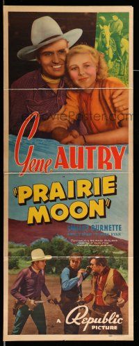 9t738 PRAIRIE MOON insert '38 great close up of Gene Autry with pretty girl & catching bad guys!