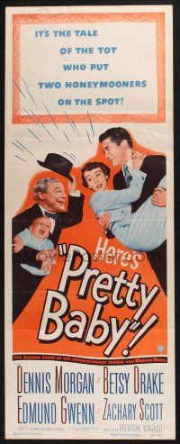 9t739 PRETTY BABY insert '50 Dennis Morgan, Betsy Drake, the tot who put honeymooners on the spot