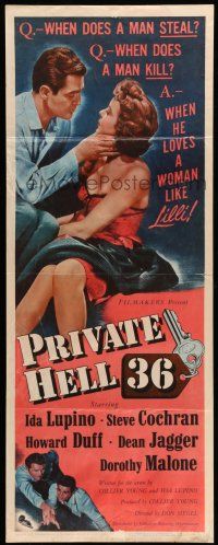 9t741 PRIVATE HELL 36 insert '54 sexy Ida Lupino makes men steal and kill, directed by Don Siegel!