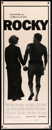 9t758 ROCKY insert '76 boxer Sylvester Stallone holding hands with Talia Shire, boxing classic!