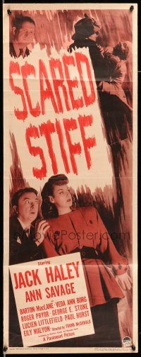 9t764 SCARED STIFF insert '45 great close up image of terrified Jack Haley & Ann Savage!