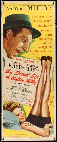 9t766 SECRET LIFE OF WALTER MITTY insert '47 Danny Kaye & Virginia Mayo in James Thurber story!