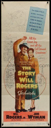9t788 STORY OF WILL ROGERS insert '52 Will Rogers Jr. as his father, Jane Wyman, cool art!
