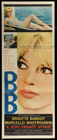 9t831 VERY PRIVATE AFFAIR insert '62 Louis Malle's Vie Privee, c/u of sexiest Brigitte Bardot!
