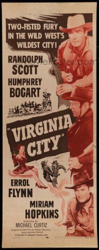 9t832 VIRGINIA CITY insert R56 Errol Flynn, Humphrey Bogart & Randolph Scott, plus sexy Hopkins!