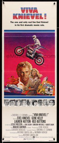 9t833 VIVA KNIEVEL insert '77 best artwork of the greatest daredevil jumping his motorcycle!