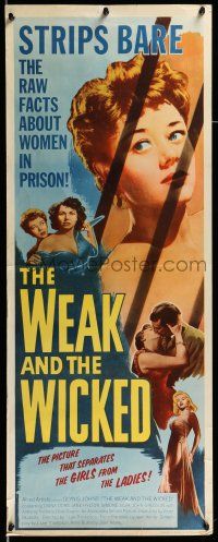 9t834 WEAK & THE WICKED insert '54 bad girl Diana Dors, strips bare raw facts of women in prison!
