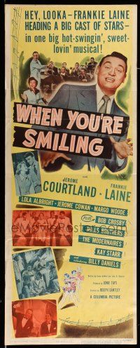 9t838 WHEN YOU'RE SMILING insert '50 Frankie Laine in his first acting-singing role, Lola Albright