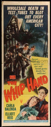 9t839 WHIP HAND insert '51 Cold War germ warfare & spies from 56 years ago, it menaces millions!