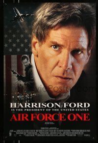 9w030 AIR FORCE ONE int'l DS 1sh '97 President Harrison Ford, Gary Oldman with machine gun!