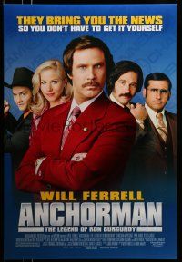 9w047 ANCHORMAN DS 1sh '04 The Legend of Ron Burgundy, image of newscaster Will Ferrell!