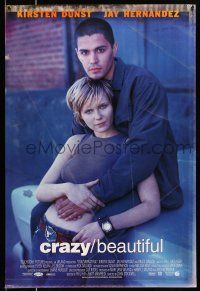 9w153 CRAZY BEAUTIFUL DS 1sh '01 great image of Jay Hernandez & Kirsten Dunst!