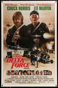 9w181 DELTA FORCE 1sh '86 awesome art of Chuck Norris & Lee Marvin firing weapons!
