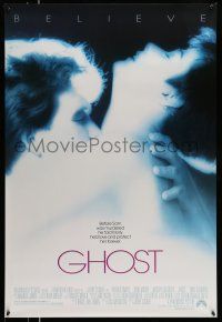9w274 GHOST 1sh '90 classic romantic close up of dead Patrick Swayze & sexy Demi Moore!