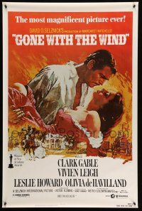 9w281 GONE WITH THE WIND 1sh R80s Clark Gable, Vivien Leigh, Terpning artwork, all-time classic!