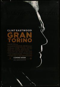 9w285 GRAN TORINO advance DS 1sh '08 cool shadowy silhouette profile of Clint Eastwood!
