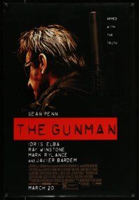 9w297 GUNMAN advance DS 1sh '15 cool image of Sean Penn in the title role as Gunman/Terrier!