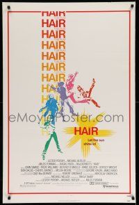 9w299 HAIR 1sh '79 Milos Forman, Treat Williams, musical, let the sun shine in!