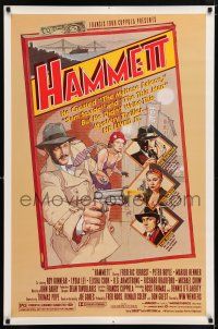 9w302 HAMMETT 1sh '82 Wim Wenders directed, Frederic Forrest, really cool detective art by Garland